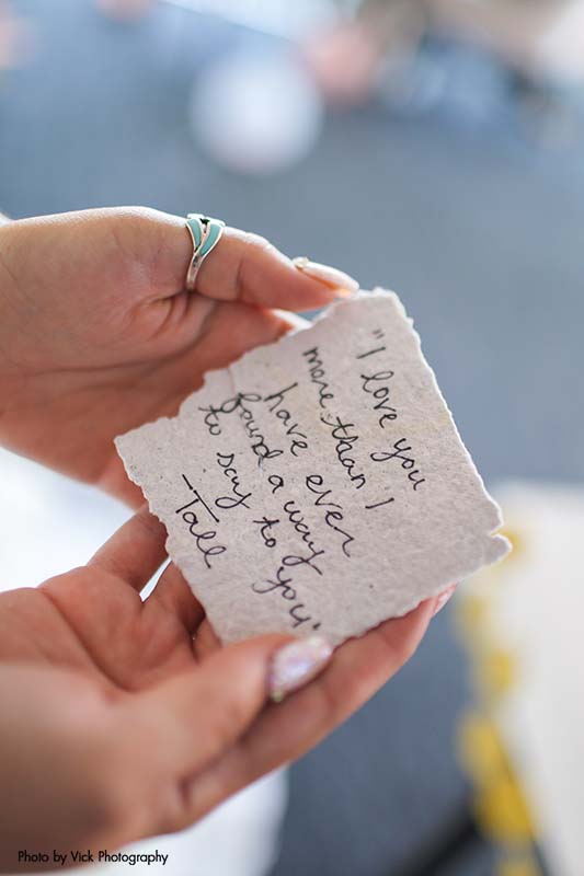 Handwritten note from then groom to the bride