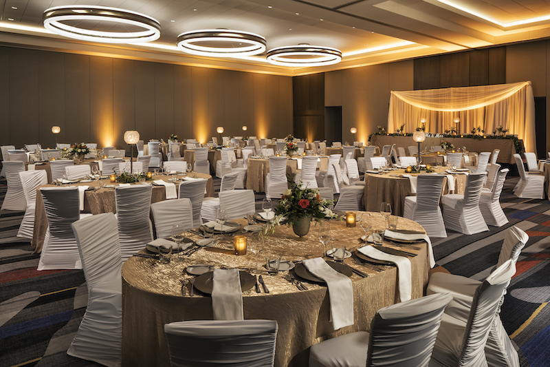 Upscale ballroom wedding reception at Hyatt Regency Bloomington by Mall of America